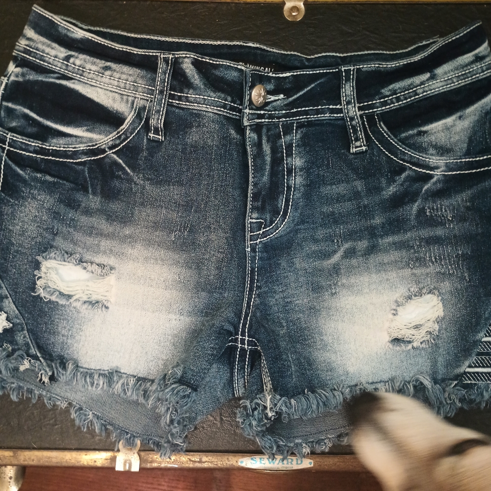 Distressed Denim Jean Shorts